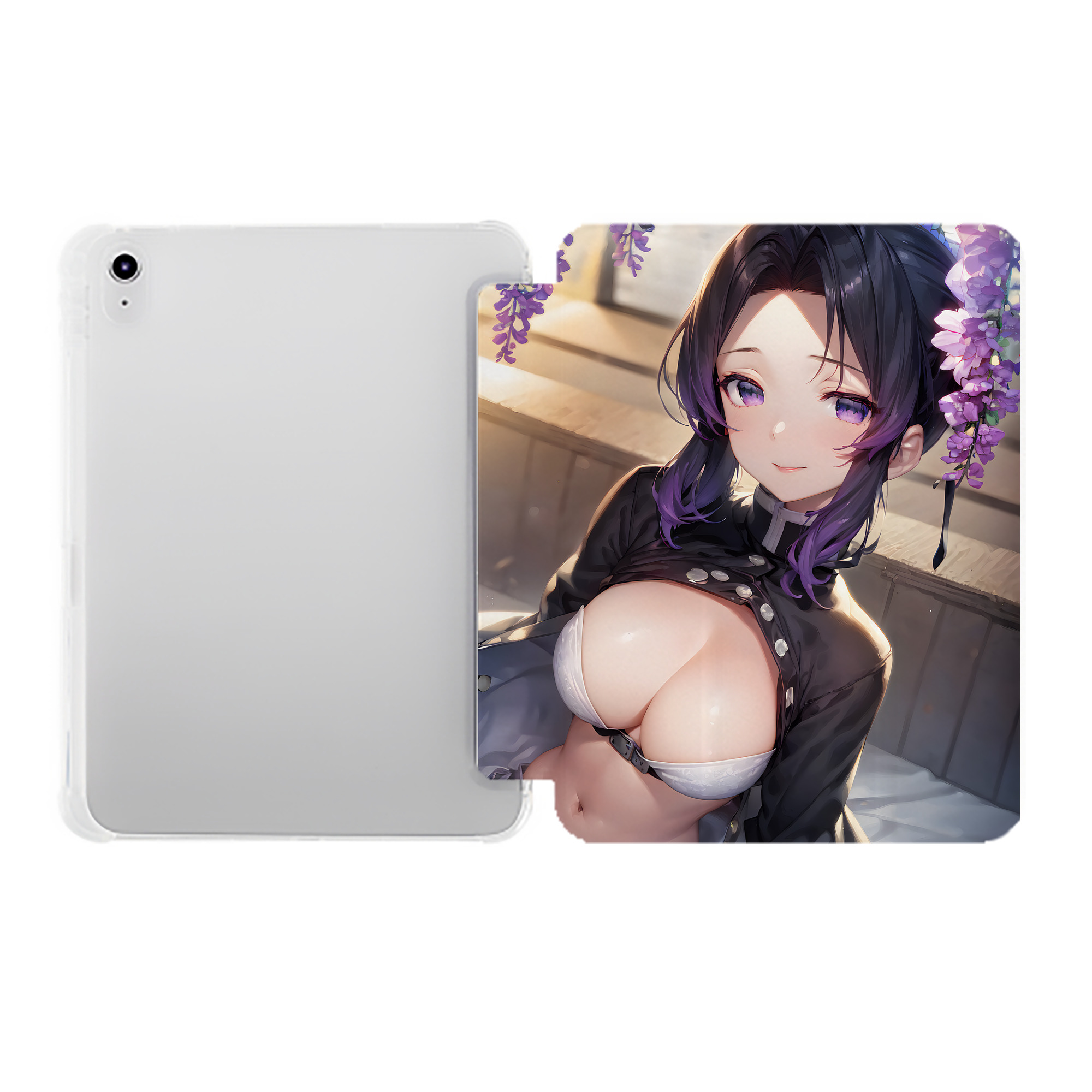 （画像用） 鬼滅の刃（きめつのやいば）蟲柱-胡蝶 しのぶ／こちょう しのぶ Kochou Shinobu IPad ケース ペン収納付き 三つ折りスタンド PUレザー×シリコン 対応機種9.5/10.5/10.9インチ